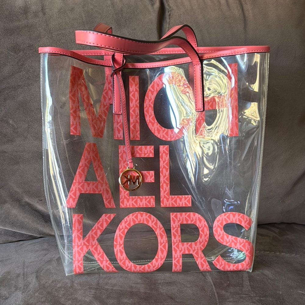 Michael Kors Clear and Pink Tote Bag Like New